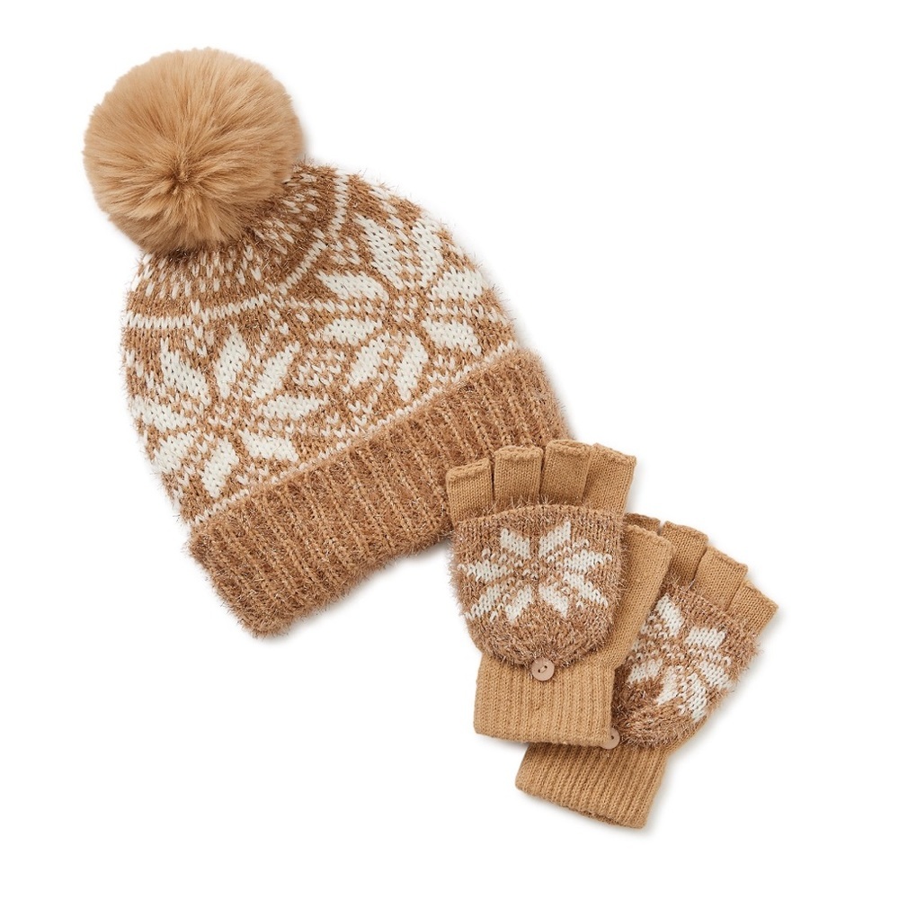 Snowflake Hat and Gloves Set for Women